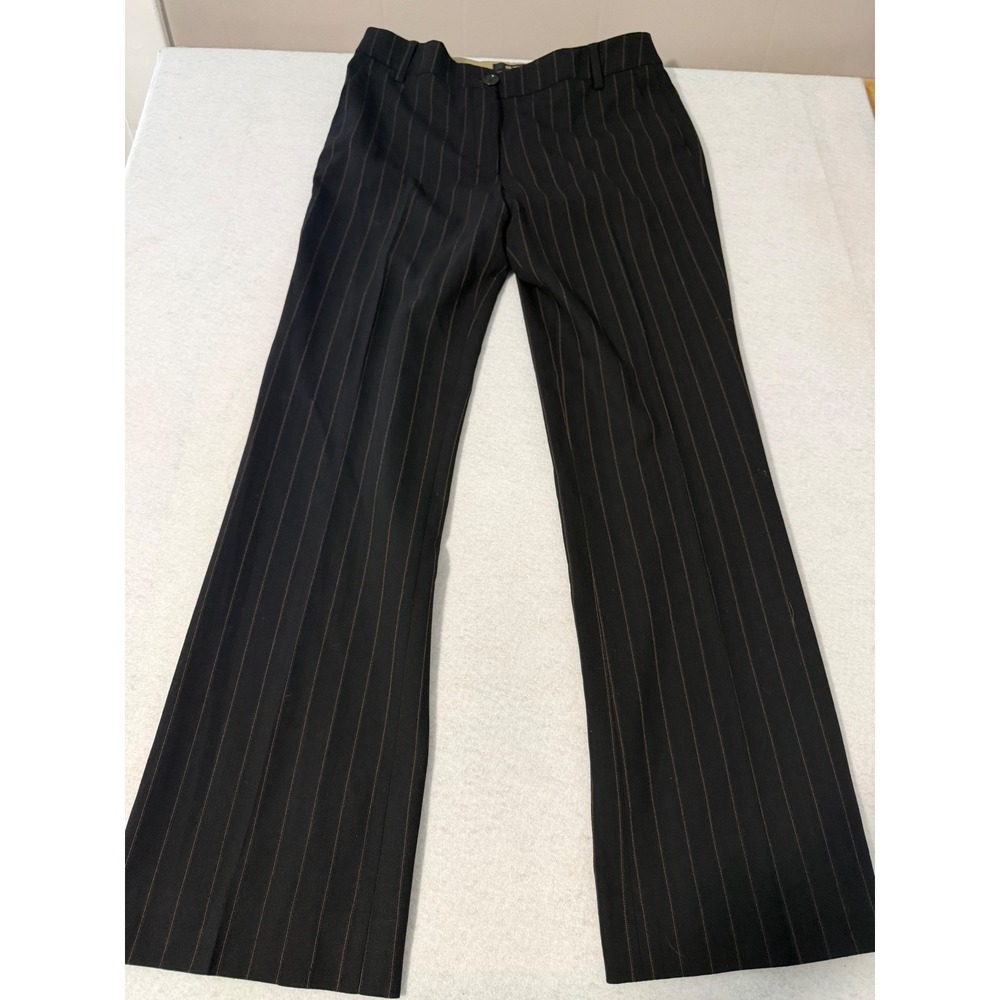 Etro Milano Black Pinstripe Wool Blend Straight Leg Pants Made in Italy Size 42